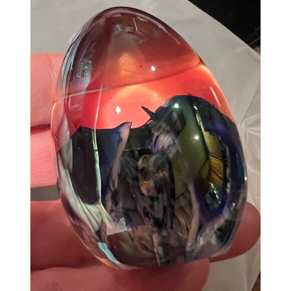 MSH Iridescent Blown Glass Paperweight Mt. St. Helen’s Ash Flower Dated ‘85 Gift - Picture 9 of 9